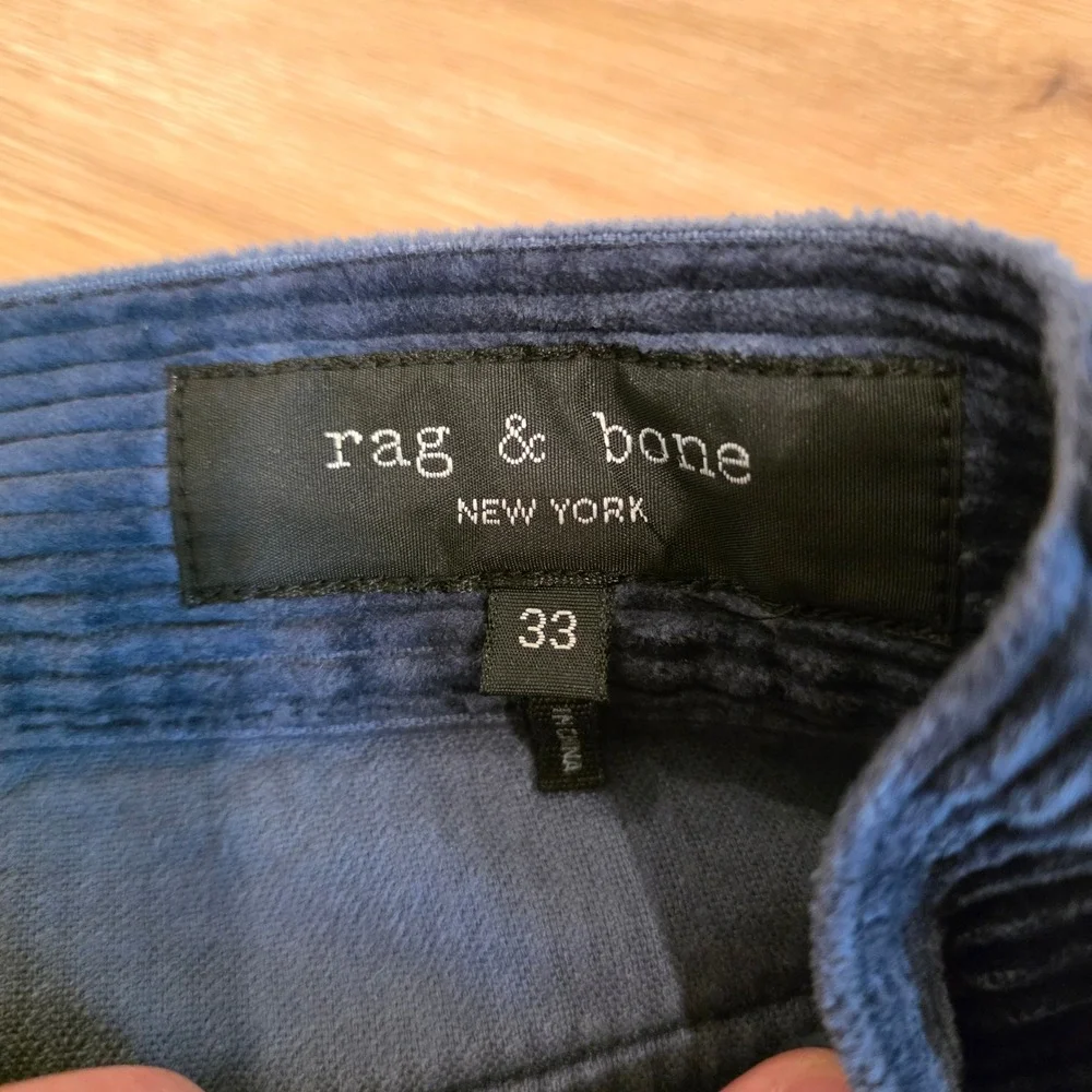 Rag & Bone Mens Navy Blue Corduroy Straight Leg Pants Size 33 Stretch Cotton - Picture 3 of 11